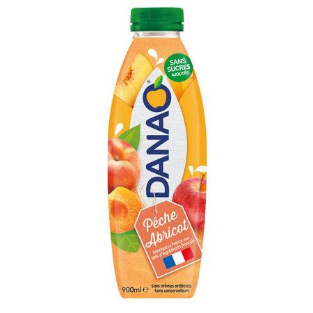 Boisson lactée pêche abricot sans sucres ajoutés DANAO - la bouteille de 900mL