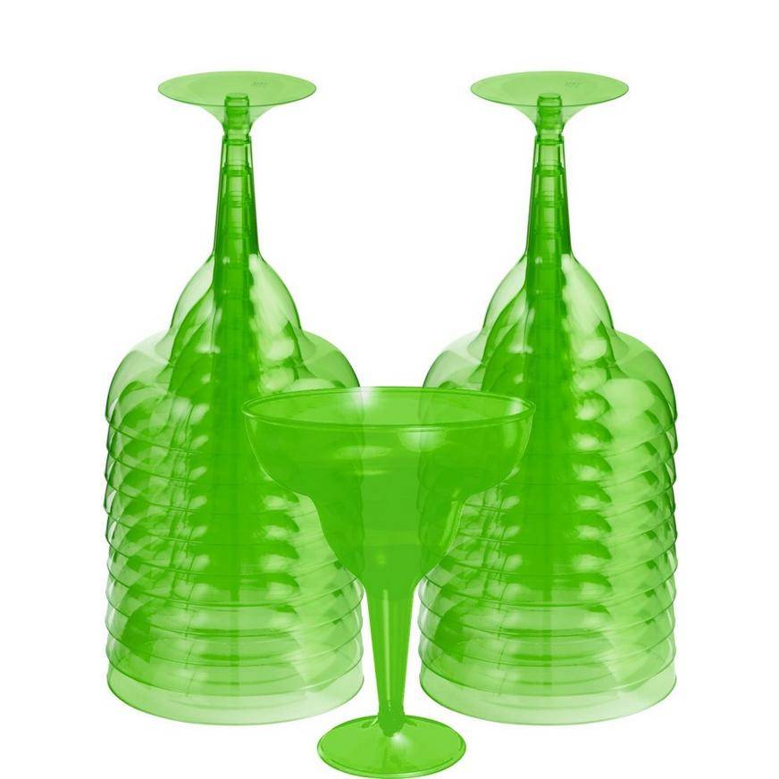 Kiwi Green Plastic Margarita Glasses 20ct