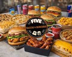 Five tacos & burger