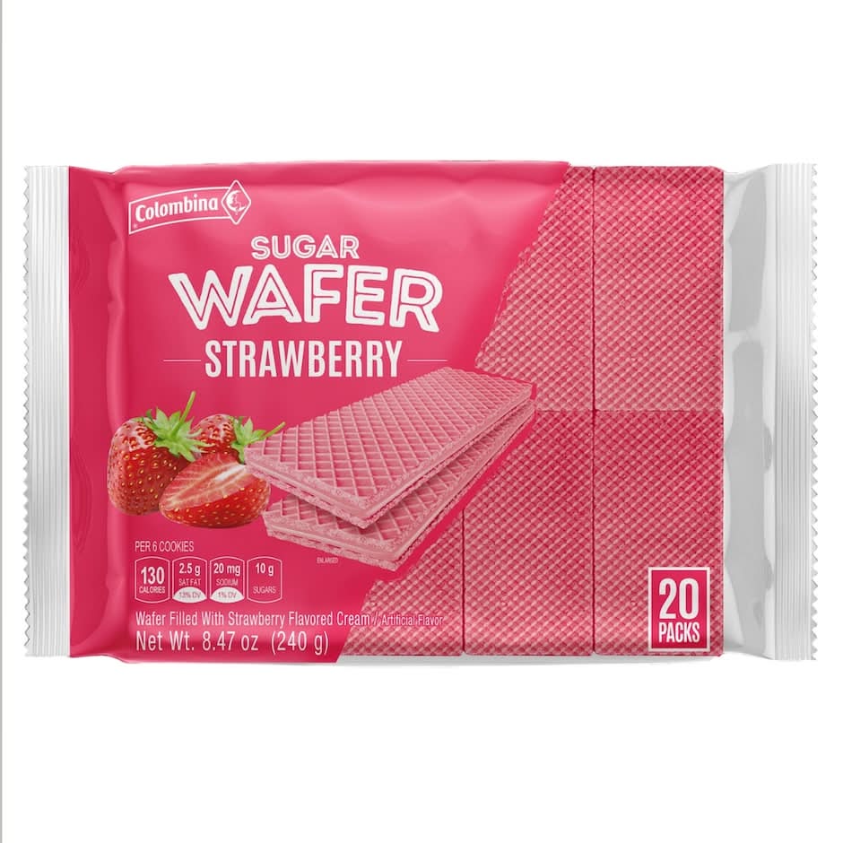 Colombina Sugar Wafer Cookies, Strawberry (8.47 oz, 20 ct)