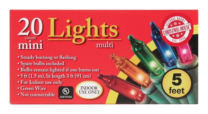Christmas House Mini Lights, 5 ft, Assorted (20 ct)