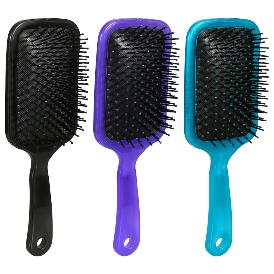Cushioned Plastic Paddle Brushes, Assorted