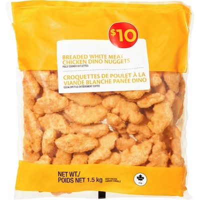 Croquettes De Poulet La Viande Blanche Pane Dino Breaded White Meat Chicken Dino Nuggets 15 KG
