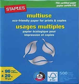 Staples Eco-Responsible Multiuse Paper (500 sheets)