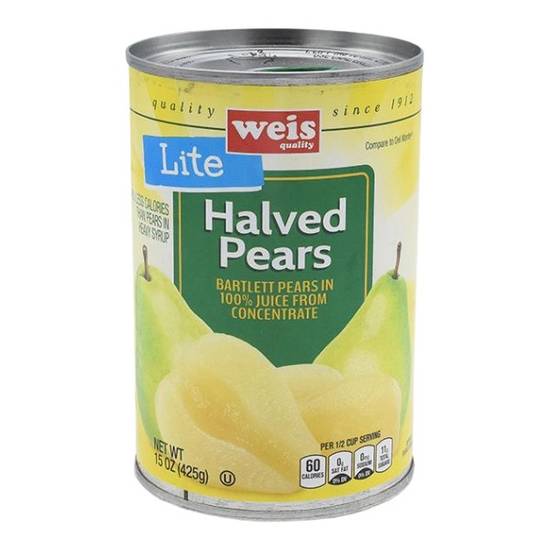 Weis Quality Canned Fruit Light Bartlett Pear Halves in Pear Juice