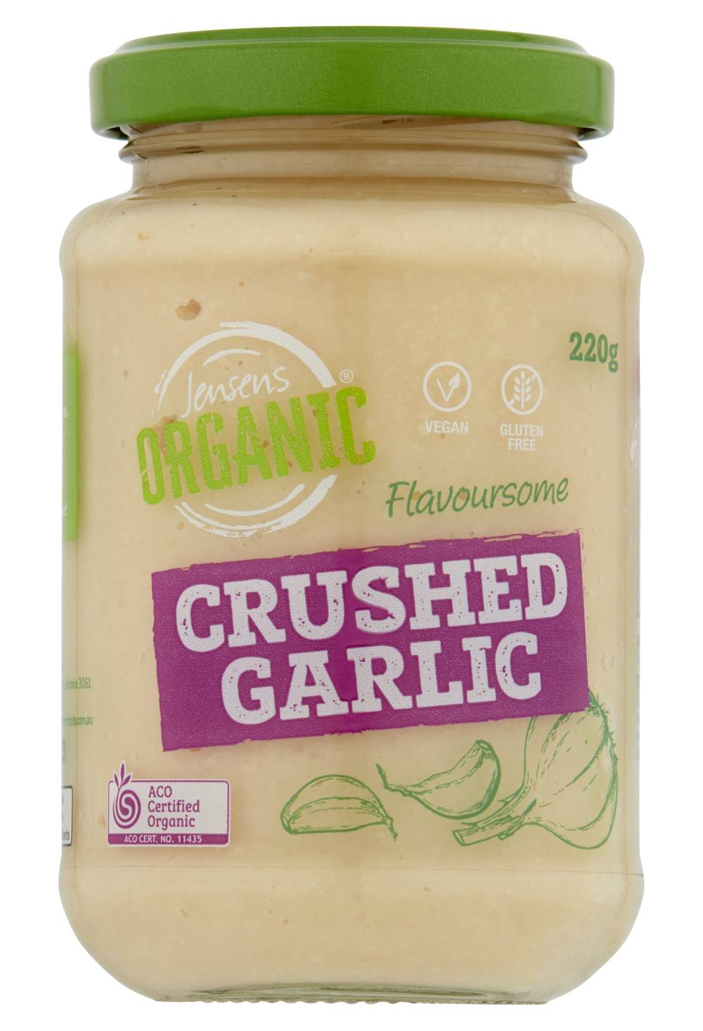 Jensens Organic Crushed Garlic (220g)