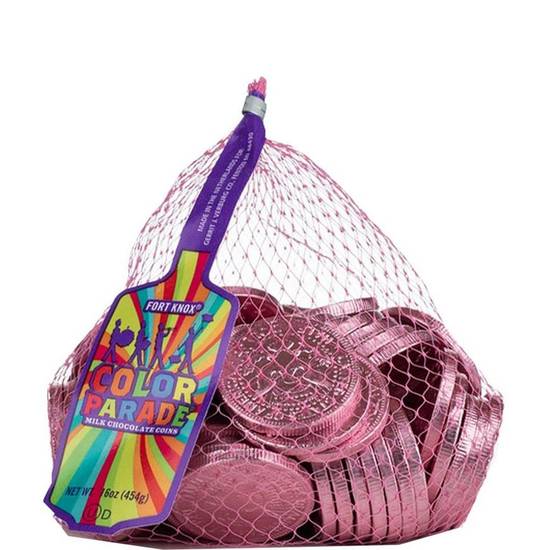 Bright Pink Chocolate Coins 72pc