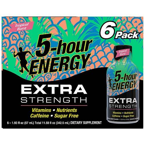 5-Hour ENERGY Shot, Extra Strength, Tropical Burst - 1.93 fl oz x 6 pack