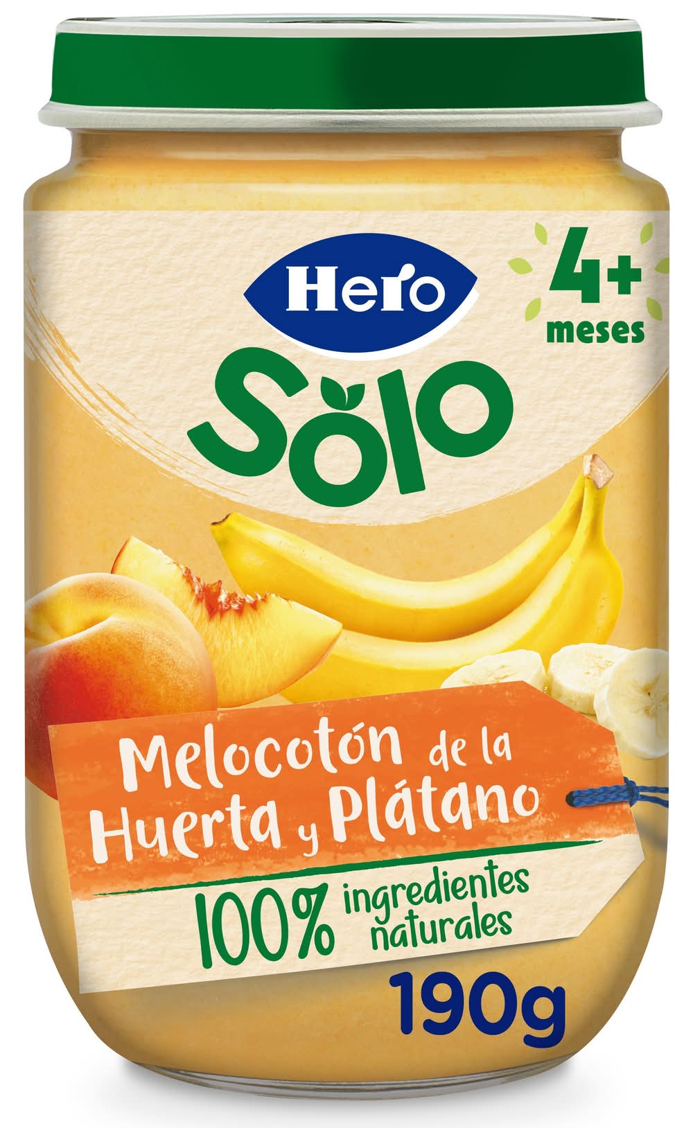 Puré de frutas · Hero Solo - Melocotón De La Huerta-Plátano (190 g)