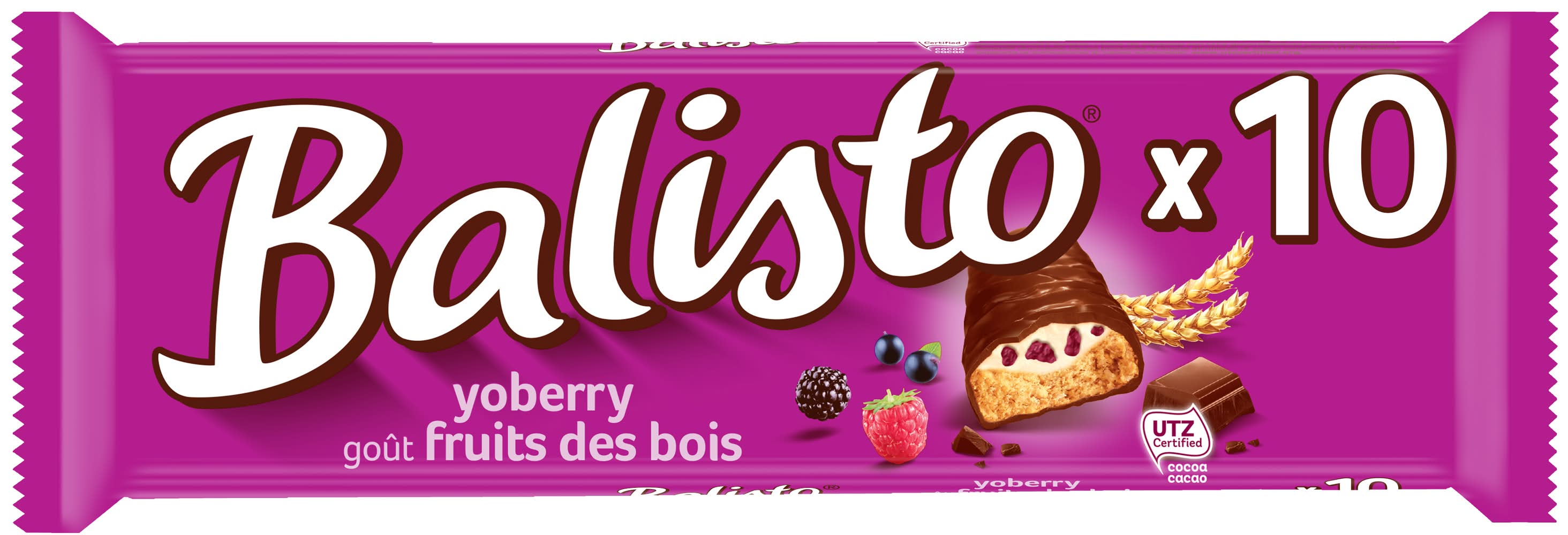 Balisto - Barre de chocolat, yoberry fruits des bois (10 x 18,5g)