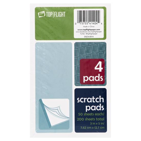 Top Flight 3x5" 50-sheet White Scratch Pads (4 pads)