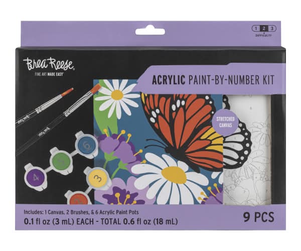 Brea Reese® Acrylic Paint-By-Number Kit, Butterfly Flower