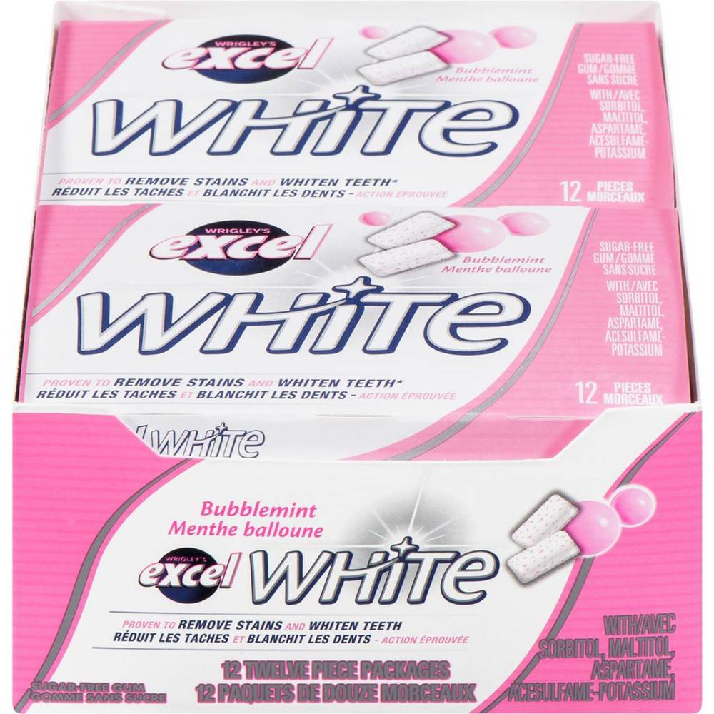 Excel White Bubblemint Gum (12 x 12 ct)