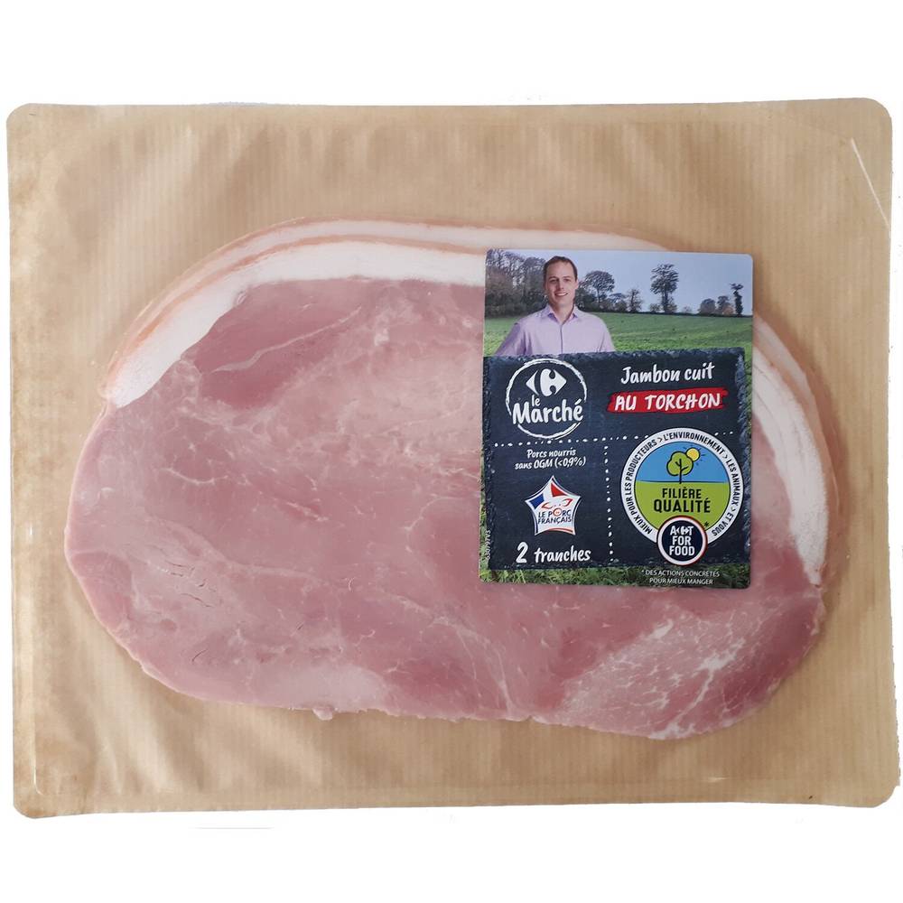 Carrefour - Jambon cuit avec couenne filière qualité (2 pièces)