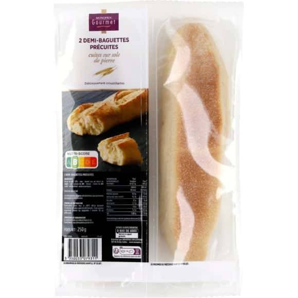 Monoprix Gourmet Demi-Baguettes Précuites Cuites Sur Sole De Pierre Les 2 Baguettes - 250 G