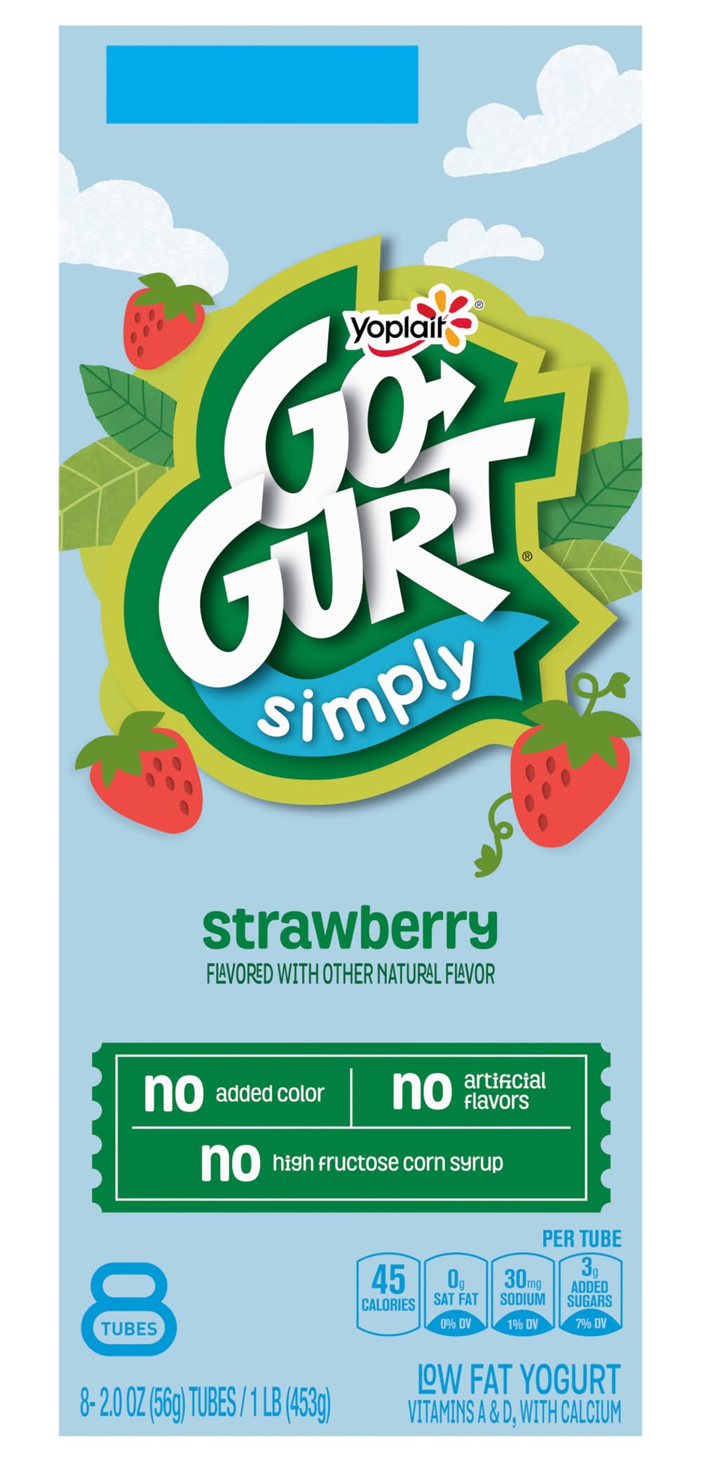 Yoplait Go Gurt Simply Yogurt Tubes, Strawberry (16 oz, 8 ct)