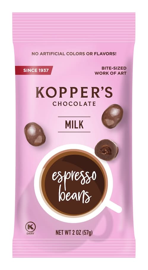 Kopper's Chocolate Espresso Beans, Milk (2 oz)