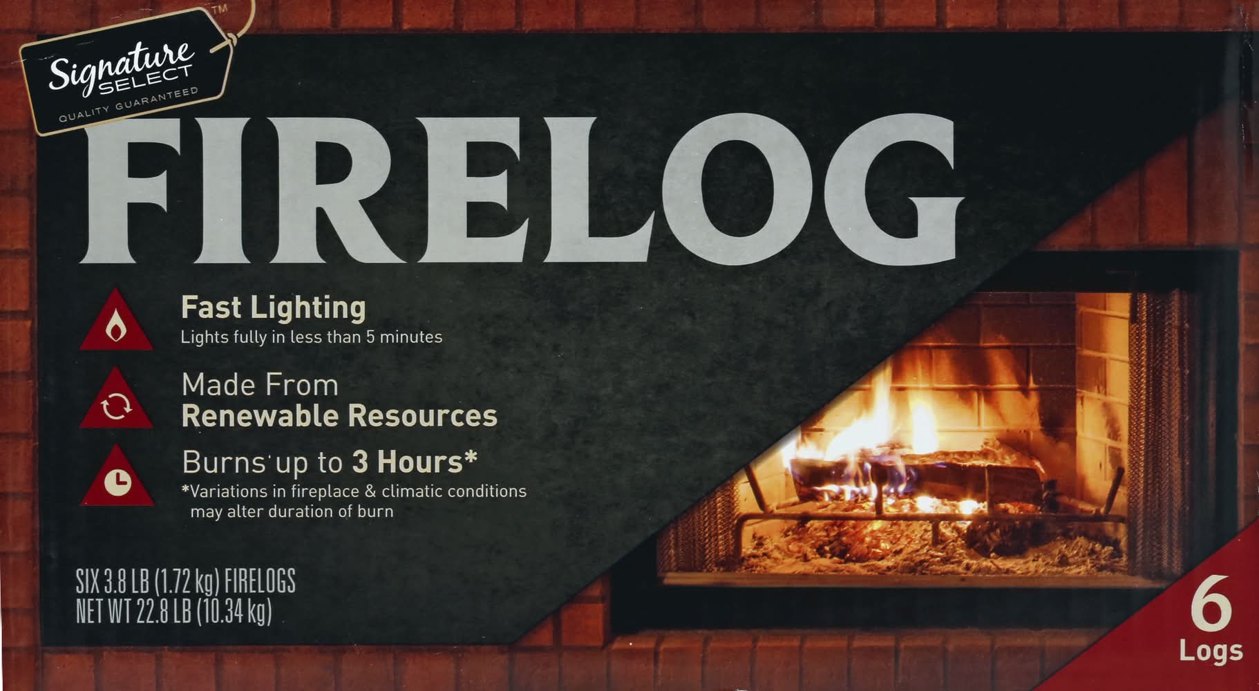 Signature Select Fast Lighting Firelog (6 x 3.8 lbs)