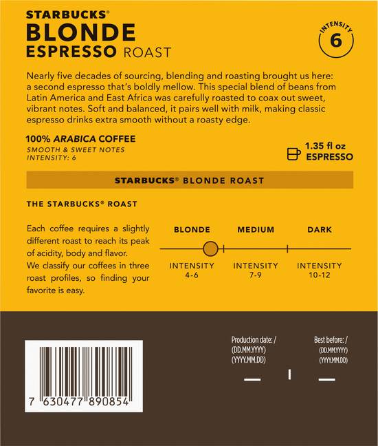Starbucks Nespresso Vertuo Ground Coffee Capsules (2.39 oz) (blonde espresso roast)