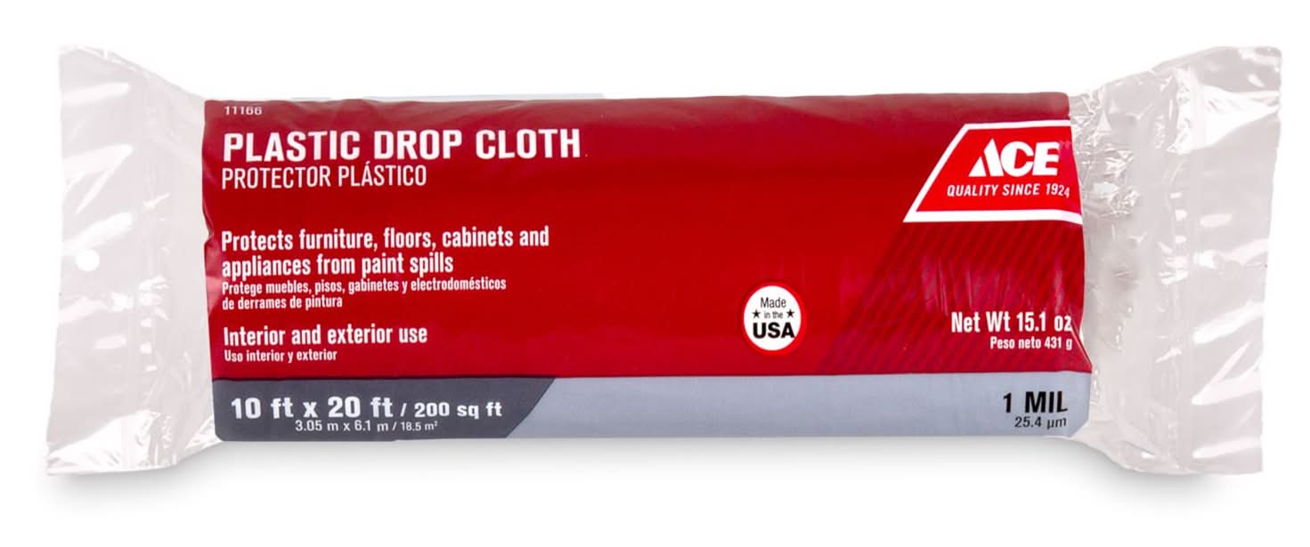 Ace 10 Ft. W X 20 Ft. L X 1 Mil Plastic Drop Cloth 1 Pk