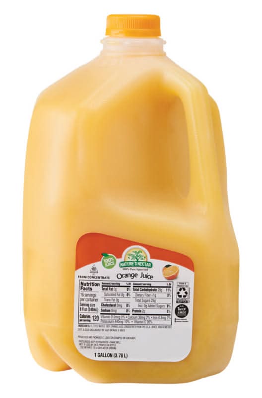 Nature's Nectar 100% Pure Squeezed Juice From Concentrate., Orange (3.78 L)