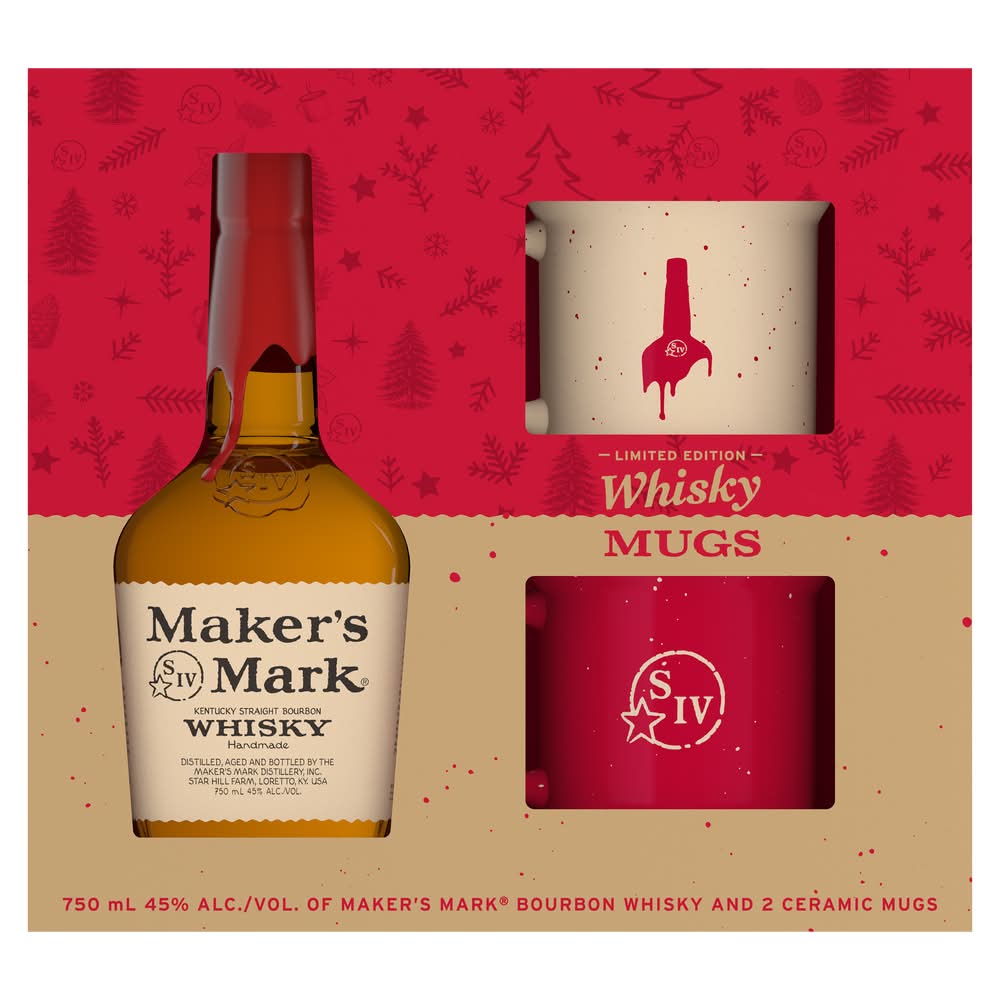 Maker's Mark Kentucky Straight Bourbon Whisky With Mugs (750 ml, 3 ct)