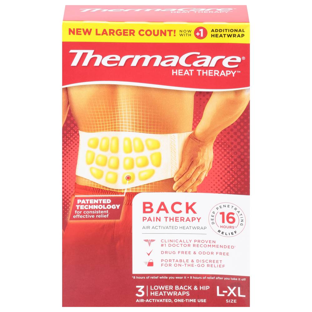 ThermaCare Lower Back & Hip Heatwraps, L-XL (6.88 oz, 3 ct)