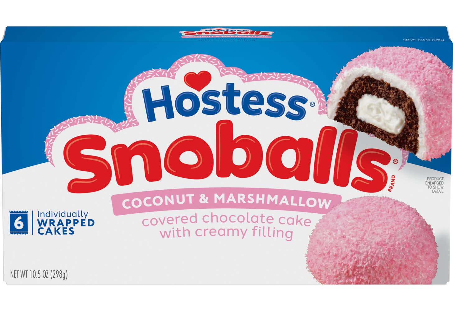 Hostess Sno Balls Chocolate Snack Cakes, Coconut & Marshmallow (10.5 oz, 6 ct)