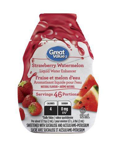 Great value aromatisant liquide à la fraise et au melon pour l'eau (92 ml, 46 portions) - strawberry watermelon liquid water enhancer (92 ml)