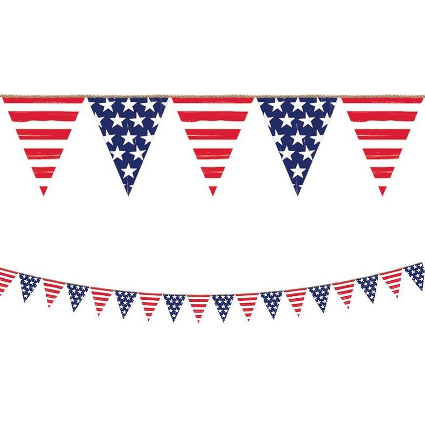Party City Patriotic Stars Stripes Pennant Banner (unisex/12.5ft/red/white/blue)
