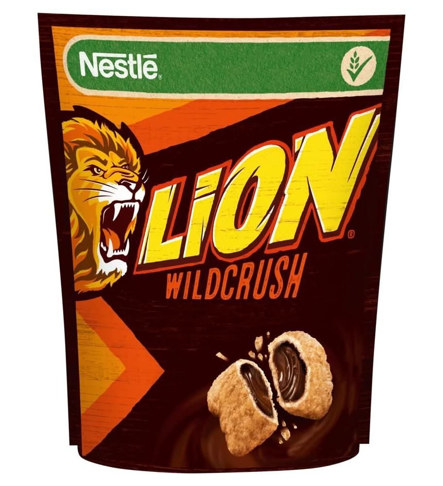 Nestlé Lion WildCrush Chrupiące płatki z nadzieniem o smaku karmelowo-czekoladowym 350 g