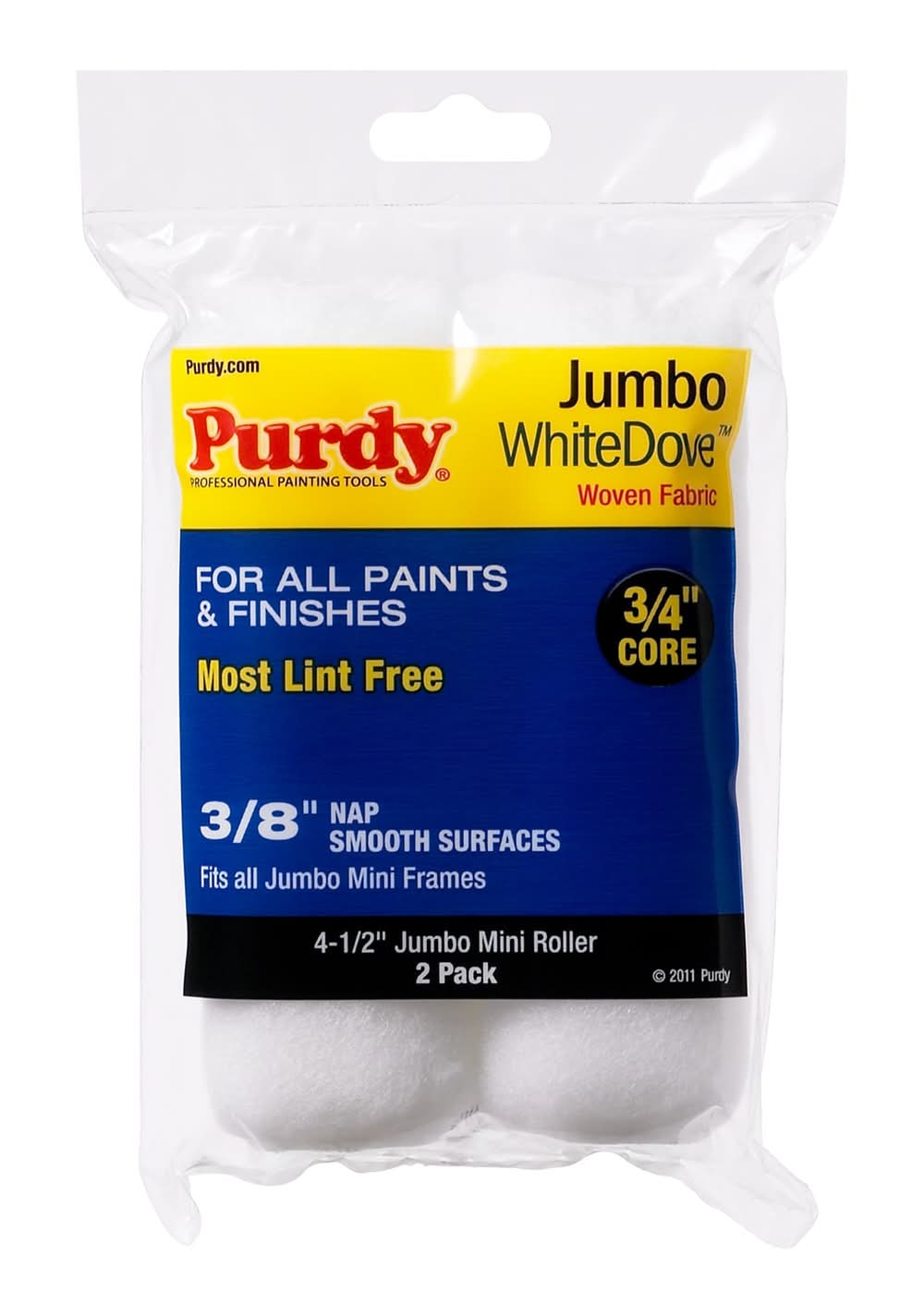 Purdy 2 -Pack 4.5-in x 3/8-in Nap WhiteDove Smooth Mini Woven Paint Roller Cover