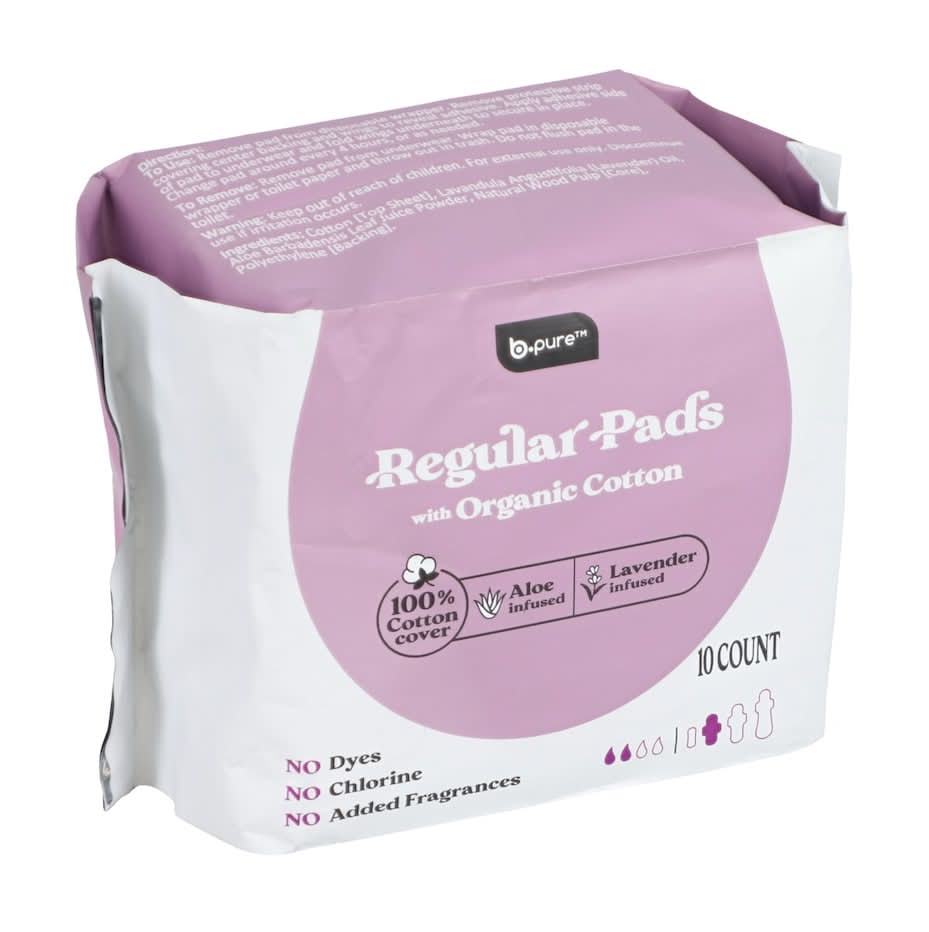 B.pure Infused Regular Pads With Organic Cotton, Aloe-Lavender (10 ct)