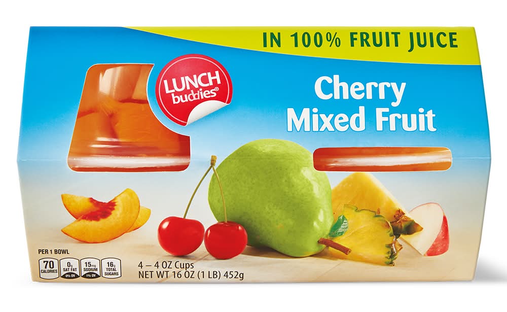 Lunch Buddies Mixed Fruit Cups, Cherry (4 x 4 oz)
