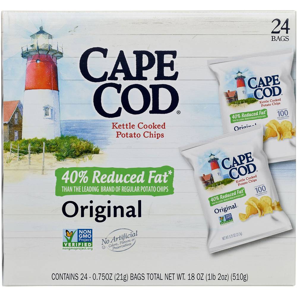 Cape Cod Kettle Cooked Potato Chips, Original, 0.75 oz, 24 count