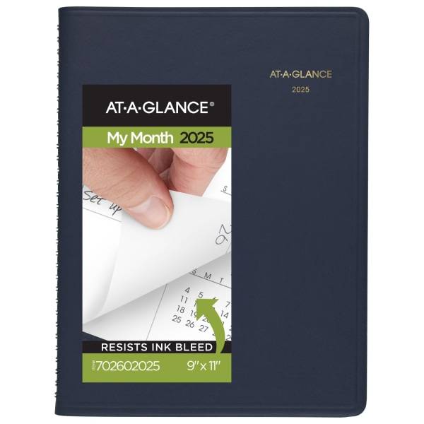 2025-2026 AT-A-GLANCE Monthly Planner, 9" x 11", Navy, January To March, 7026020