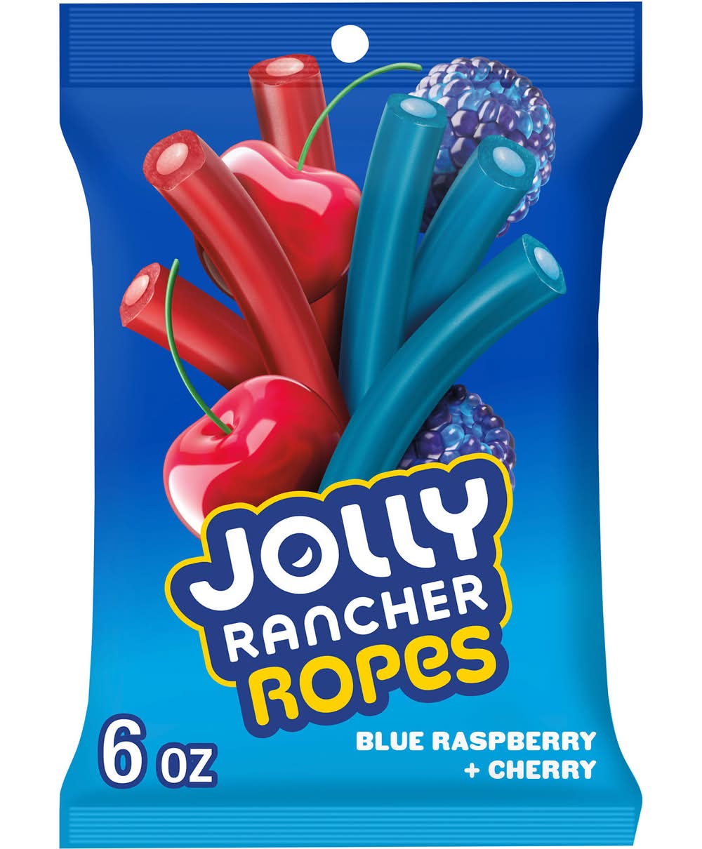 Jolly Rancher Ropes Soft & Chewy Candy, Blue Raspberry + Cherry (6 oz)