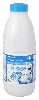 Leche semidesnatada Carrefour botella 1,5 l.