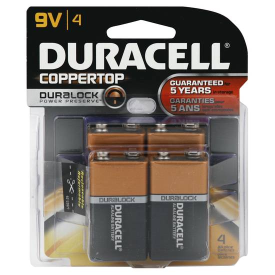 Duracell Coppertop Duralock Alkaline 9v Batteries (4 ct)