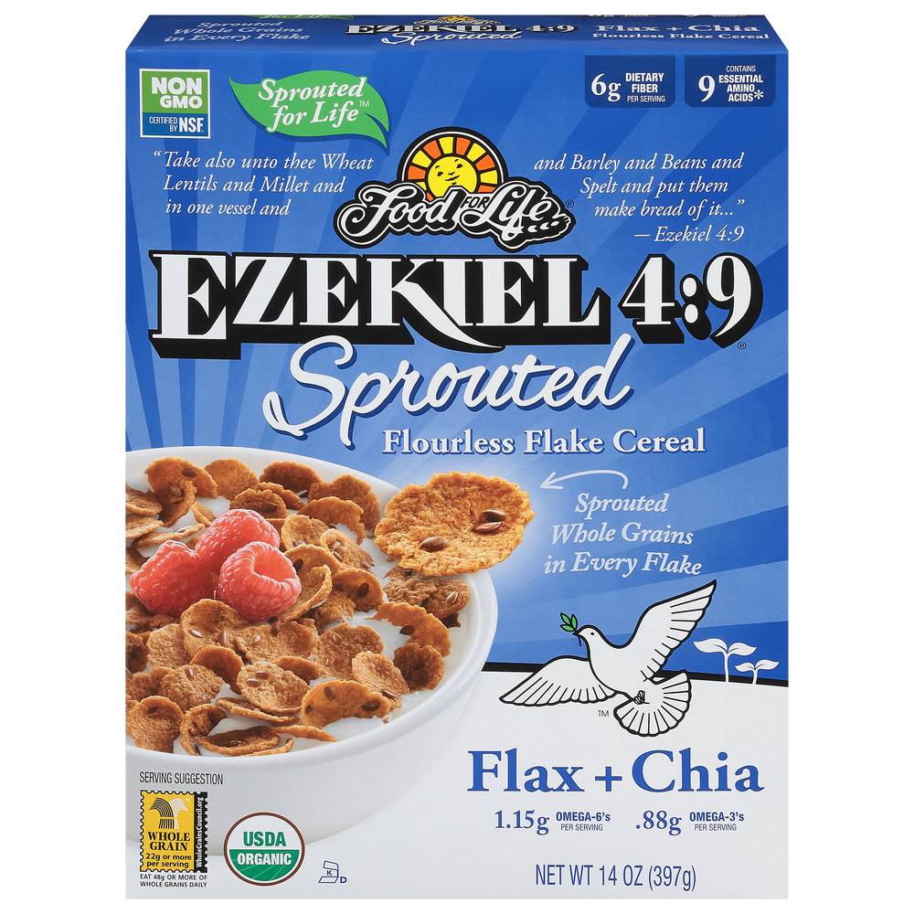 Food For Life Ezekiel 4:9 Flax+Chia Sprouted Flake Cereal (14 oz)