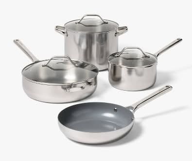 7pc Nonstick Ceramic Coated Stainless Steel Cookware Set - Figmint™