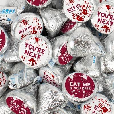 100 Pcs Halloween Party Candy Chocolate Hershey's Kisses by Just Candy (1lb) - Bloody