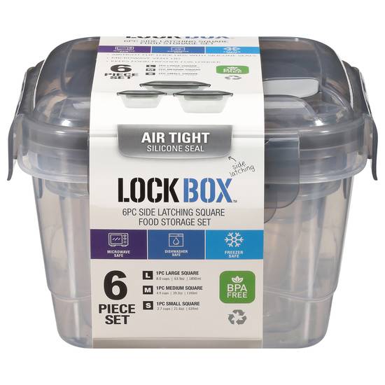 Lock Box Side Latching Square Food Storage Set (6 ct)