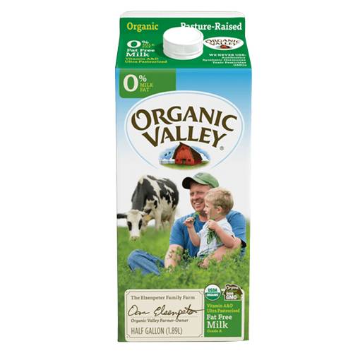 Organic Valley Non-Fat Reduced Fat Milk 1/2 Gallon