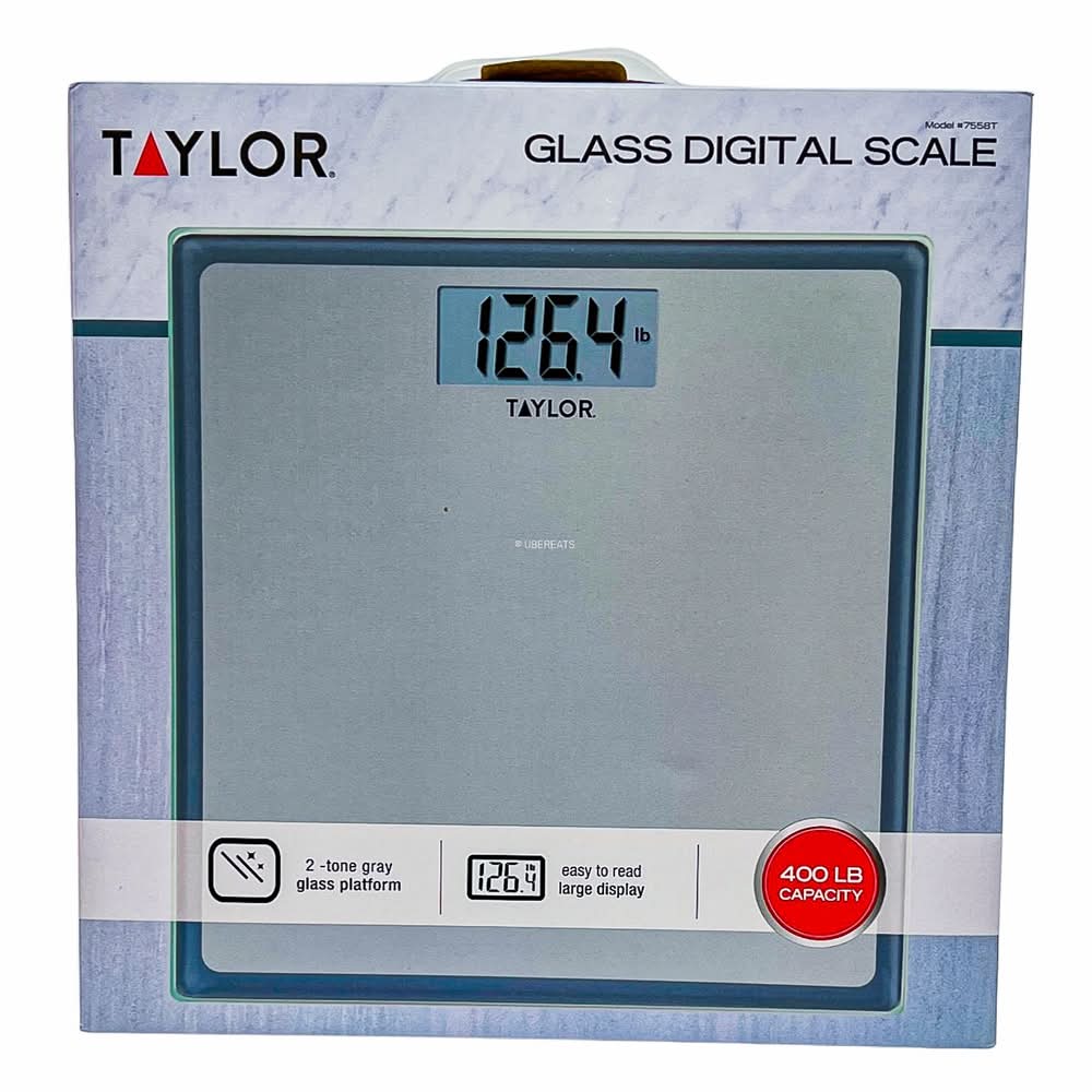 Taylor Digital Glass Bathroom Scale 400 lb, Gray