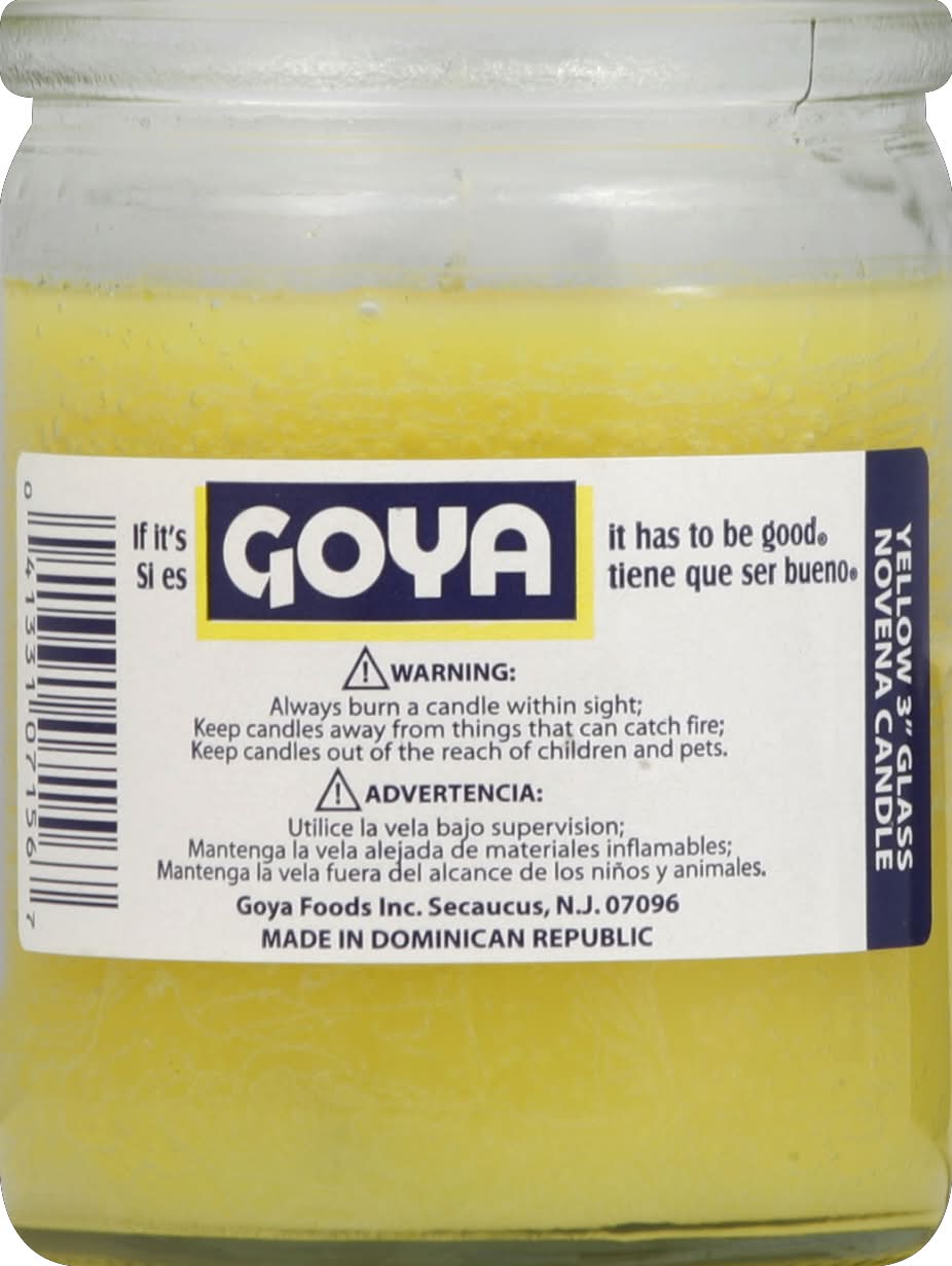 Goya Yellow 3 Inch Glass Novena Candle (9.6 oz)