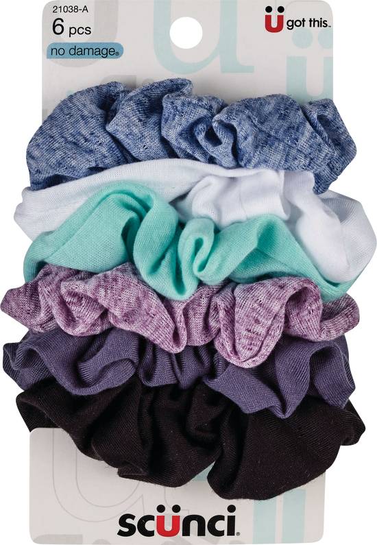 Scunci Soft Hold Fabric Scrunchies, Assorted Colors, 6 CT