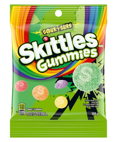 Skittles gummies surs - skittles gummies chewy candy, sour (130 g)