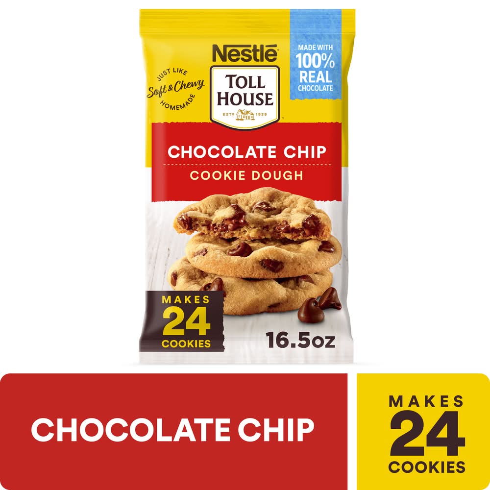 Toll House 100% Real Soft & Chewy Cookie Dough, Chocolate Chip (16.5 oz, 24 ct)