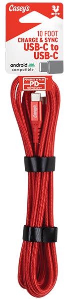 Casey's 10FT Braided USB C-C Cable Assorted